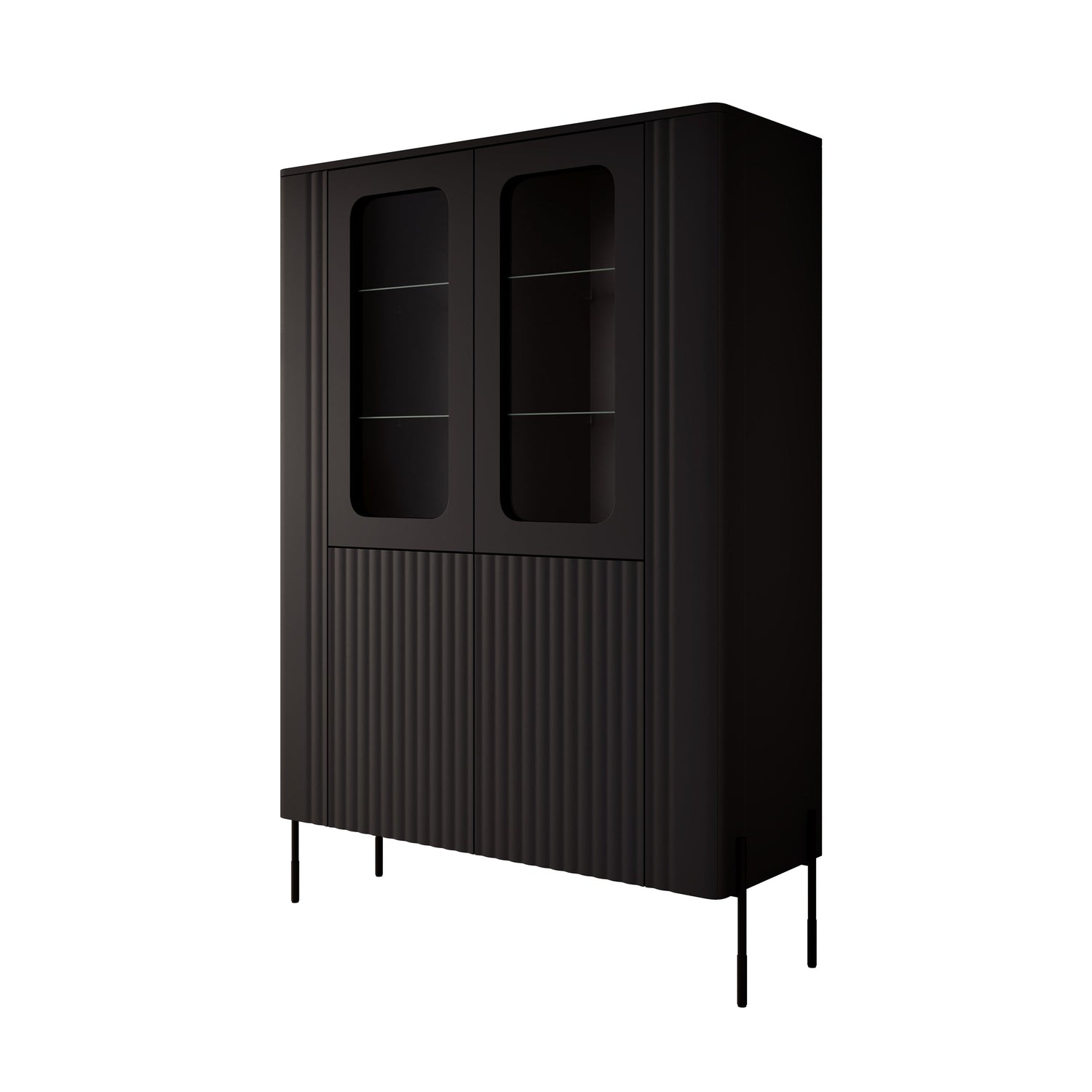 Meubella - Vivi - Vitrinekast - Zwart - 110x40x160 cm