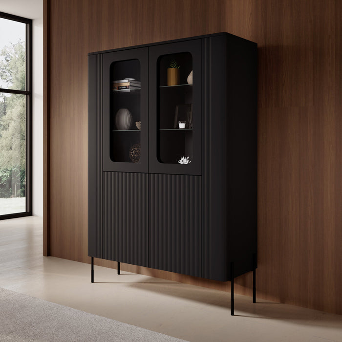 Meubella - Vivi - Vitrinekast - Zwart - 110x40x160 cm