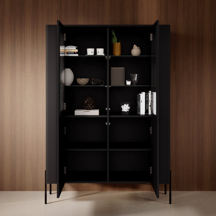 Meubella - Vivi - Vitrinekast - Zwart - 110x40x160 cm