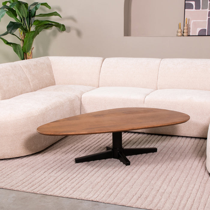 LABEL51 - Salontafel Rosie - Nature Smooth Mangohout - Zwart Metaal