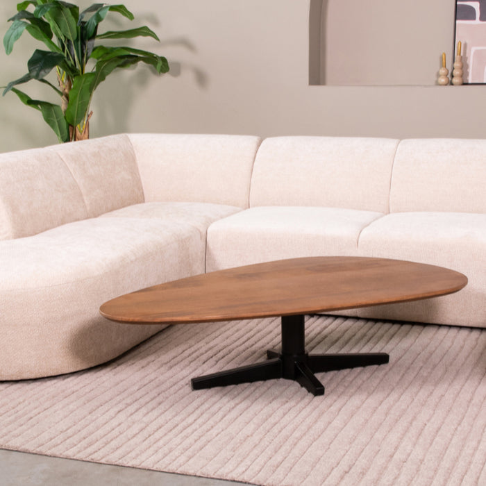 LABEL51 - Salontafel Rosie - Nature Smooth Mangohout - Zwart Metaal