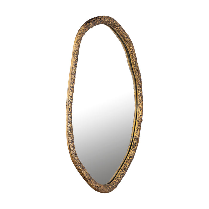 PTMD Paislie Brass Organic Shaped Mirror Round