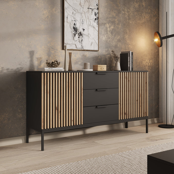 Meubella - Dressoir Marbella - Zwart - 150 cm