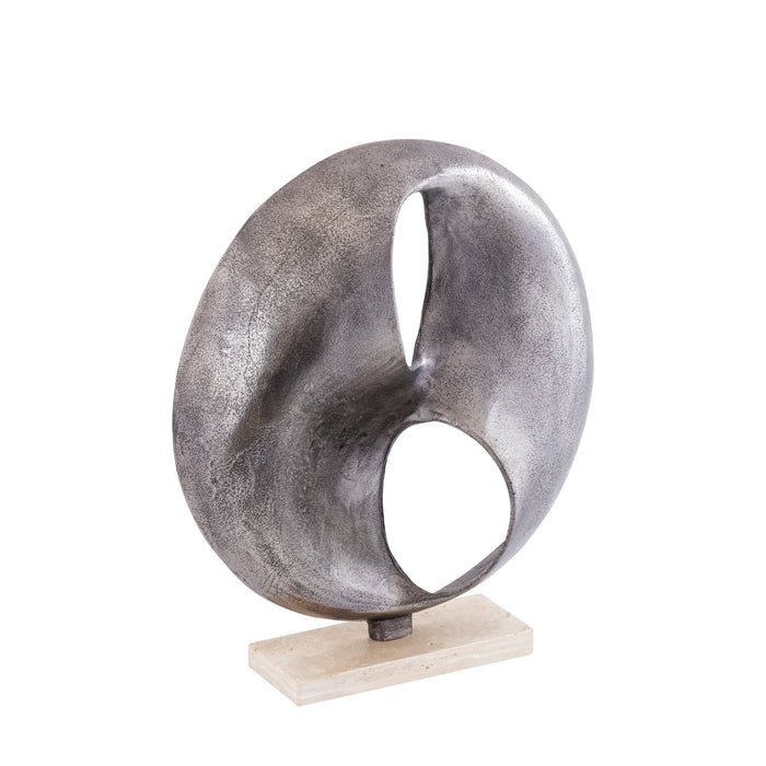 PTMD Deuie Nickel Casted Alu Statue Travertine Base