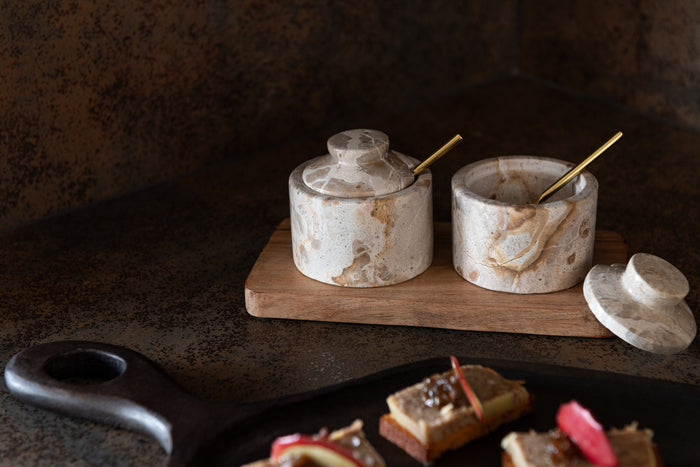 J-Line kruidenset Marmer - steen - naturel|beige