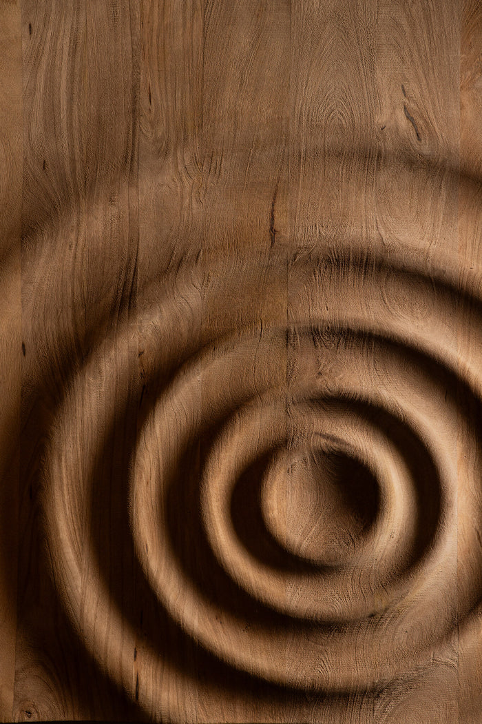 PTMD Mattin Natural Mango Wood Circle Wall Panel Rect