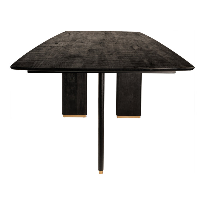 PTMD Liber Black Mango Wood Dining Table 240cm Gold Leg