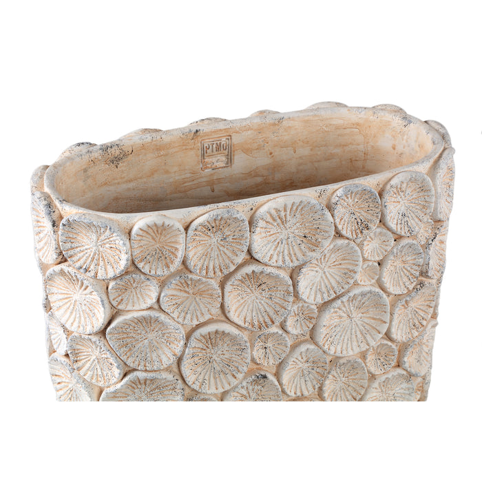 PTMD Ayisy Cream Oval Cement Pot With Coral L