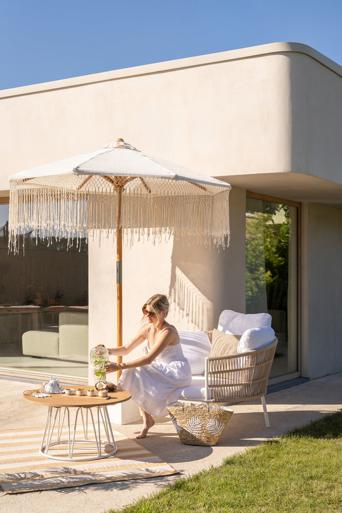 J-Line stoel Joa - metaal|rotan - wit|naturel