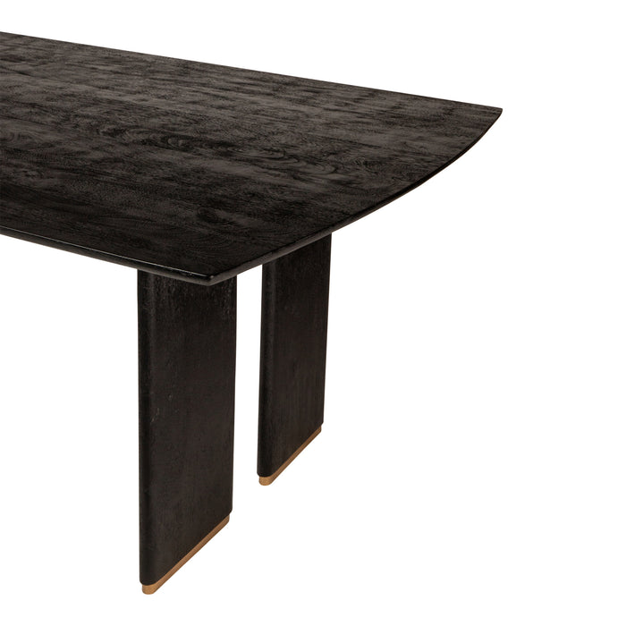 PTMD Liber Black Mango Wood Dining Table 280cm Gold Leg