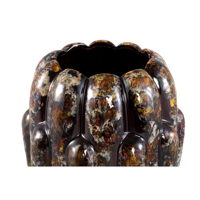 PTMD Divinder Bronze Ceramic Ribbed Pot High L