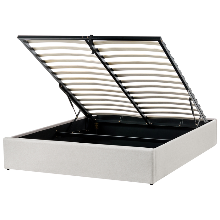 Beliani-DINAN-Tweepersoonsbed-Lichtbeige-140 x 200 cm-Polyester