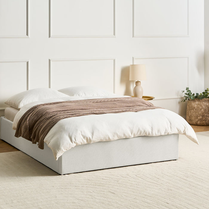 Beliani-DINAN-Tweepersoonsbed-Lichtbeige-140 x 200 cm-Polyester