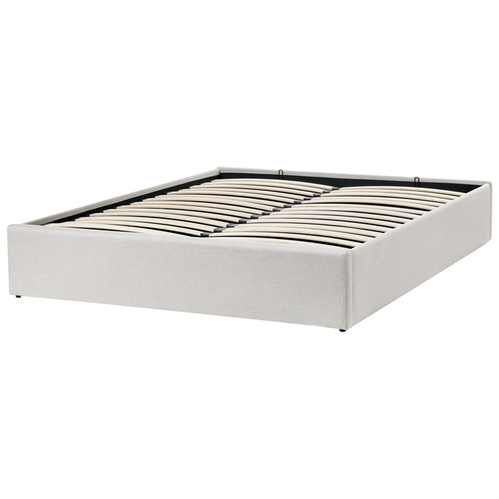 Beliani-DINAN-Tweepersoonsbed-Lichtbeige-140 x 200 cm-Polyester