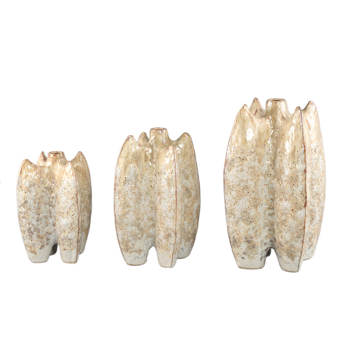 PTMD Shareece Cream Ceramic Shaped Vase Large