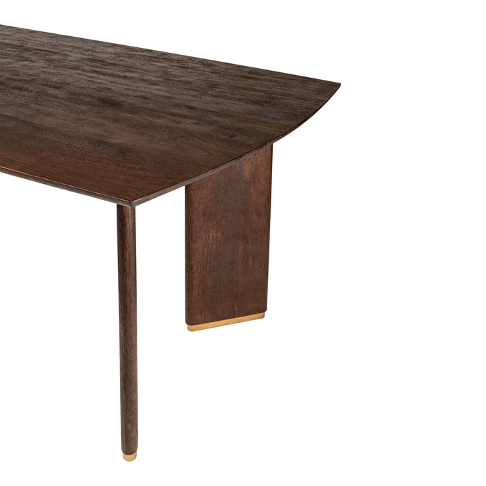 PTMD Liber Brown Mango Wood Dining Table 240cm Gold Leg