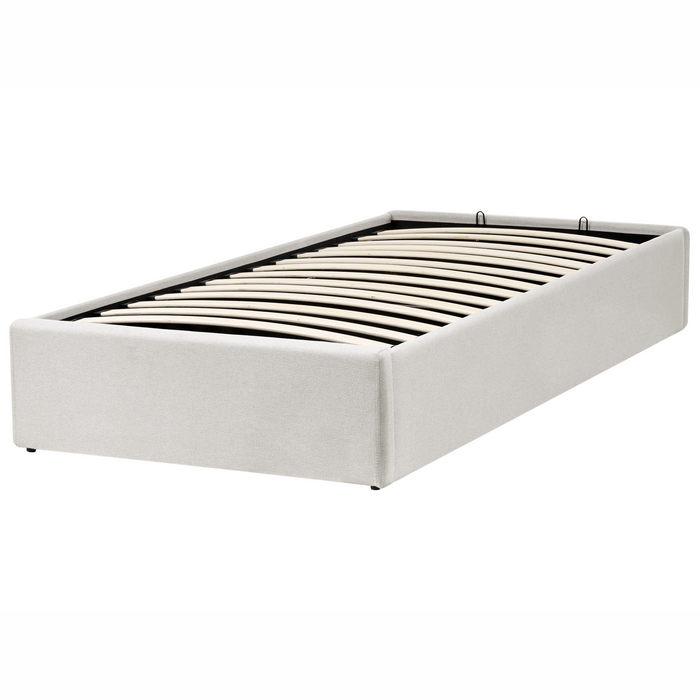 Beliani-DINAN-Eenpersoonsbed-Lichtbeige-90 x 200 cm-Polyester