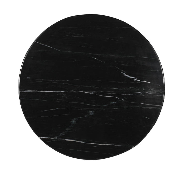PTMD Neelim Black Marble Coffee Table Ribbed Base Round