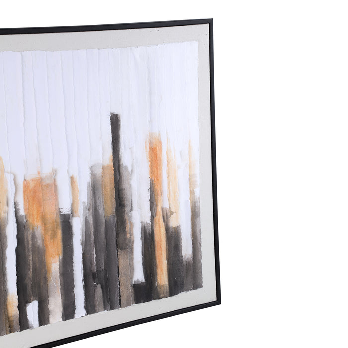 PTMD Gustas Brown Framed Wallpanel Poly Strips Rectangl