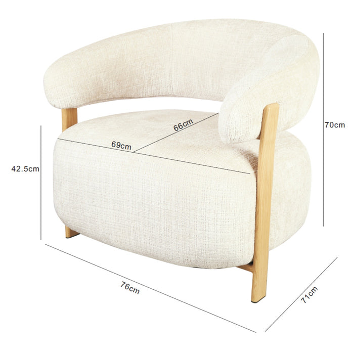 DÉJA Living - Fauteuil Beige|Naturel Stof - 76x71x70cm - Kalmar