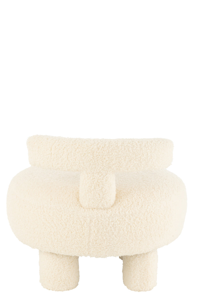 J-Line kruk Rond Met Rugleuning Bouclé - velvet - wit