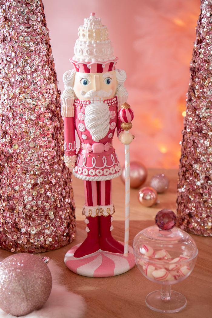 J-Line figuur Notenkraker Snoep - polyresin - wit|roze - lar