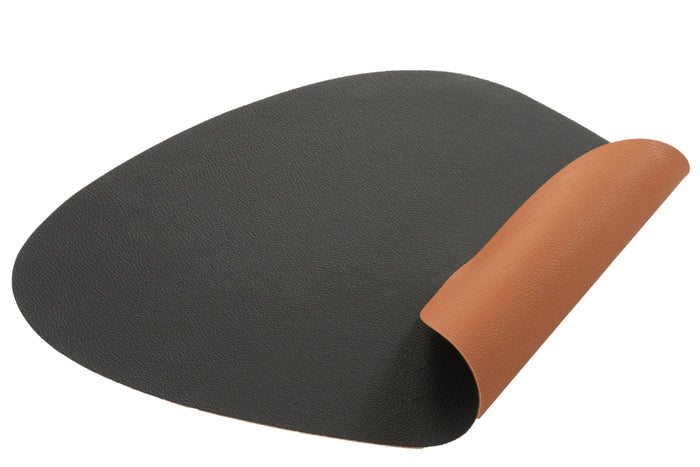 J-Line placemat Steen - kunststof - zwart - 6 stuks