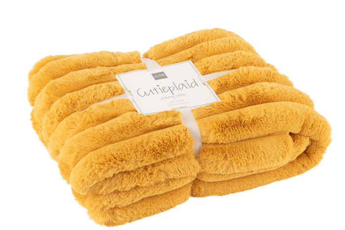 J-Line plaid Large Corduroy - polyester - oker - 180 x 130 cm