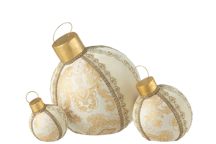 J-Line bal decoratief patroon - polyfoam|textiel - goud - large