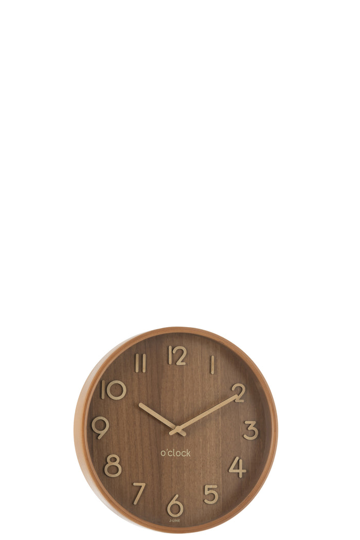 J-Line klok - multiplex|hout - donker naturel - small - Ø 30