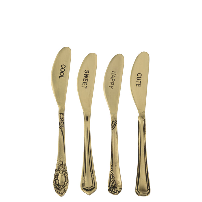 J-Line bestek Messing - brass - goud - doos van 4