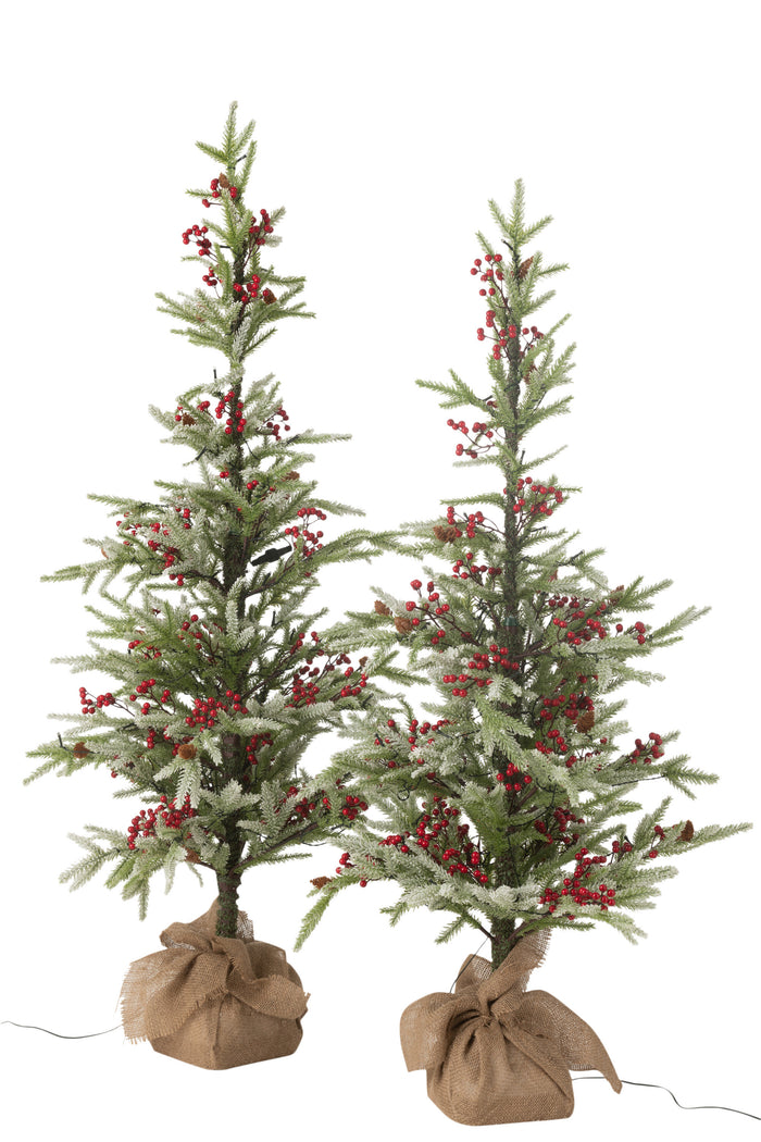 J-Line decoratie kerstboom Sneeuw + Zak - kunststof|jute - g