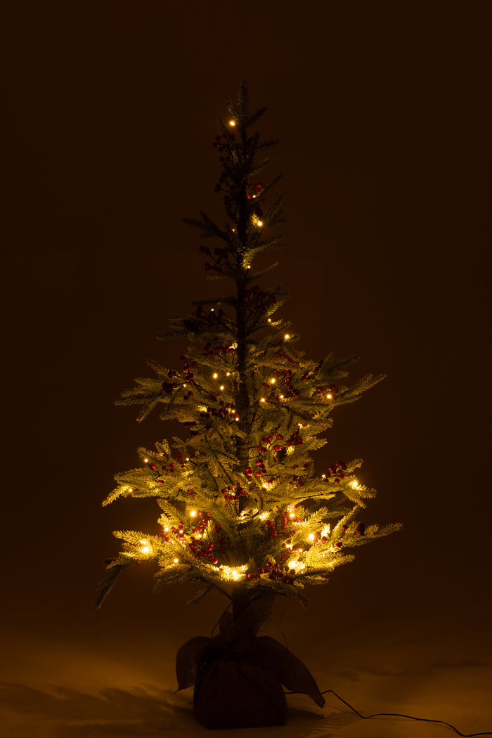 J-Line decoratie kerstboom Sneeuw + Zak - kunststof|jute - g