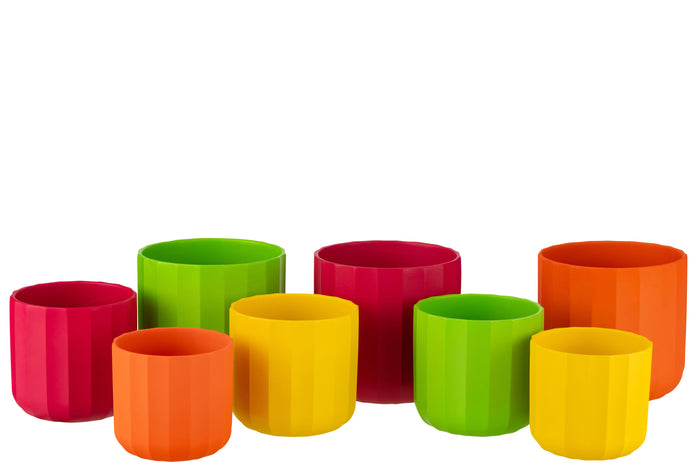 J-Line bloempot Summer - keramiek - roze - large - 2 stuks -