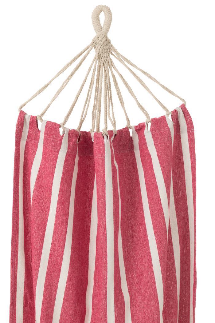 J-Line hangmat Strepen - katoen|polyester - roze|wit