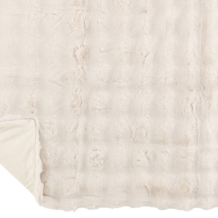 J-Line plaid Wave - polyester - wit - 180 x 130 cm