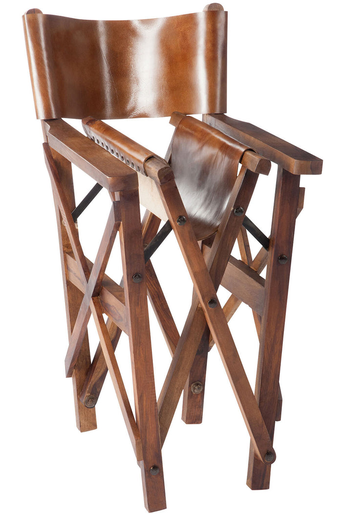 J-Line regisseurstoel Plooibaar - hout|leder - cognac