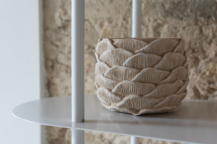 J-Line bloempot Rond Reliëf - cement - beige - large - Ø 26.