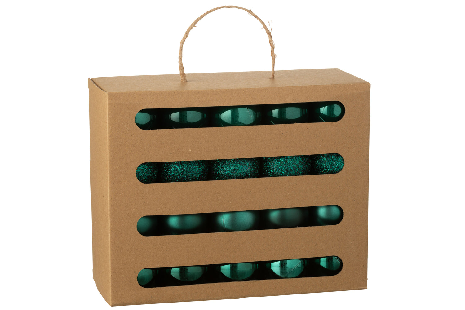 J-Line kerstbal - kunststof - groen - doos van 40