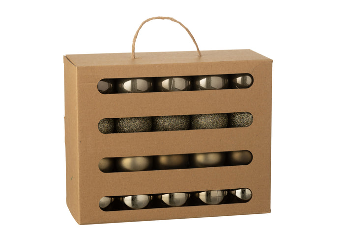 J-Line kerstbal - kunststof - bruin - doos van 40