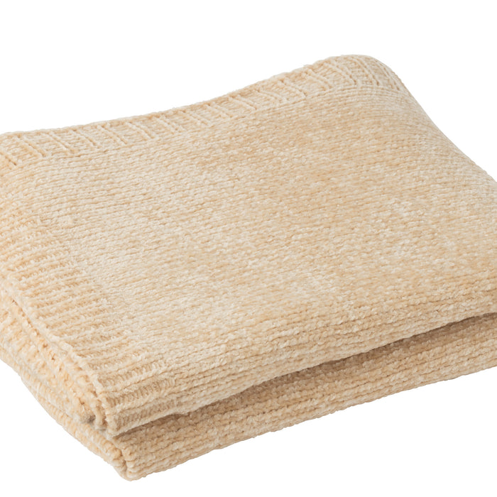 J-Line deken Chenille - polyester - beige