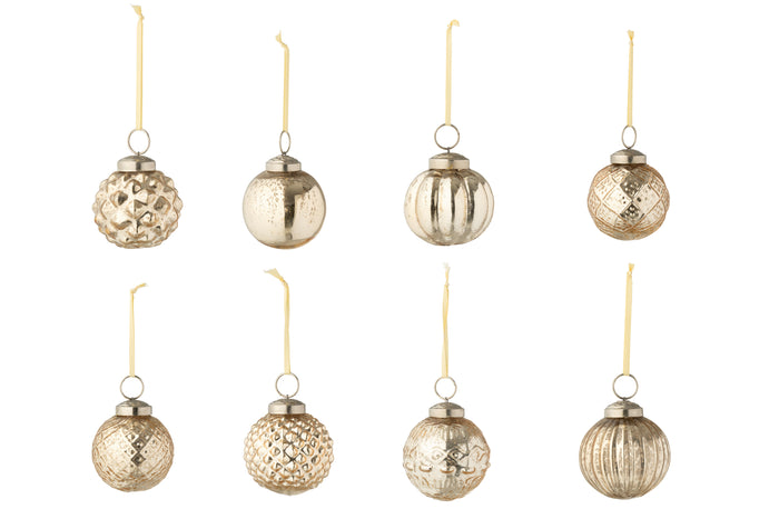 J-Line kerstbal 8 Patronen - glas - goud - doos van 40