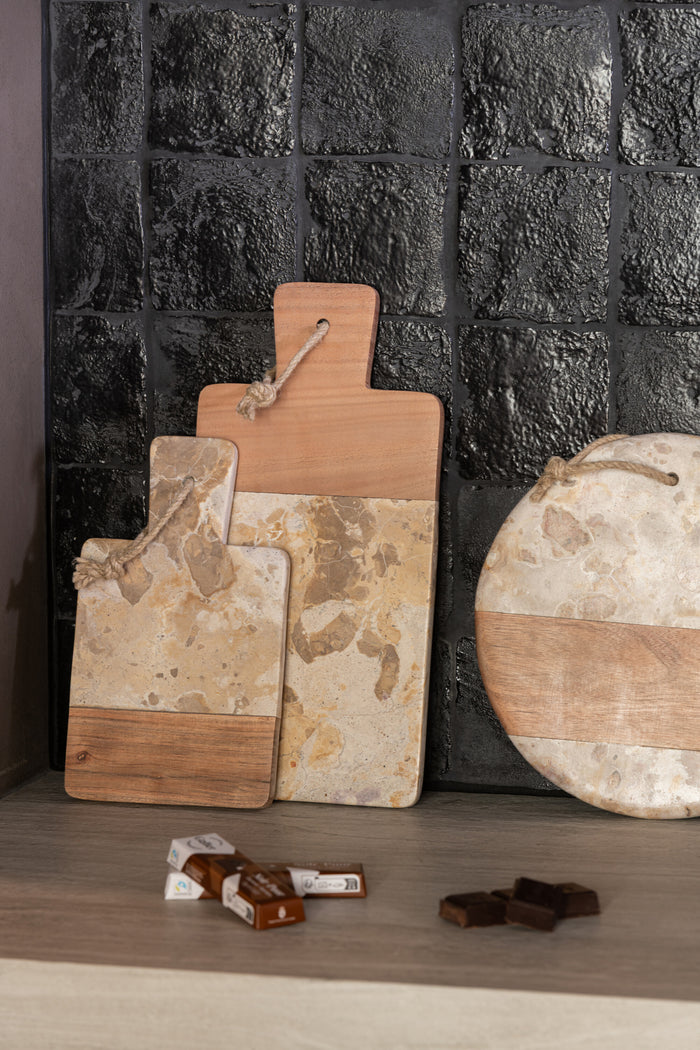 J-Line kaasplank Rechthoek Marmer - steen - biege|naturel -