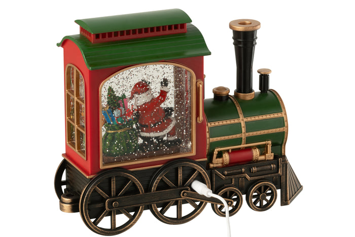 J-Line decoratie Trein + Muziek Kerstman - kunststof - mix -