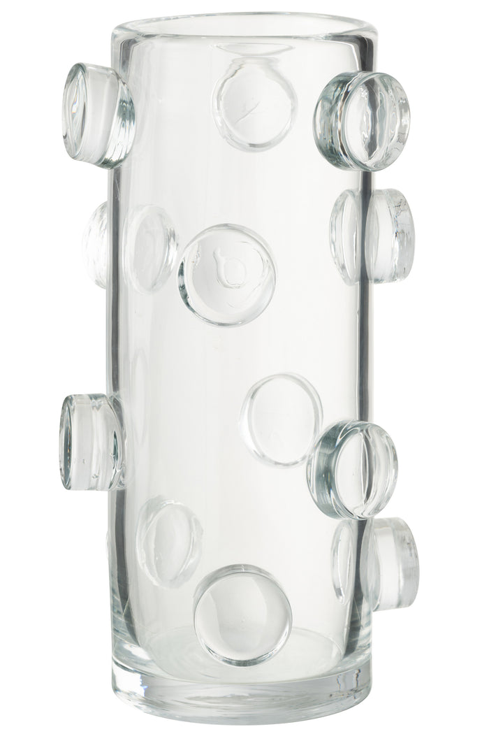J-Line vaas Pebbles - glas - transparant - large - 36 cm hoog