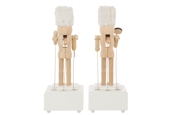 J-Line figuur Notenkraker Muziek - hout - naturel|wit - 2 st