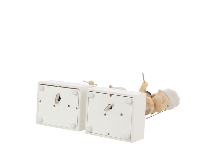 J-Line figuur Notenkraker Muziek - hout - naturel|wit - 2 st