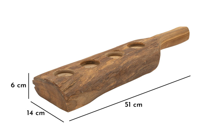 Bruine houten kaarsenhouder 51x14x6 cm