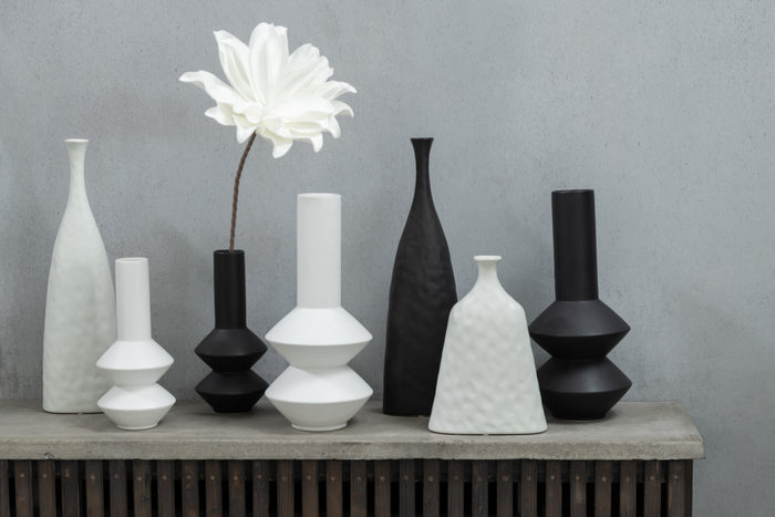 J-Line bloem Tak Korte Bladeren 1 Kop Eva - polyresin - wit