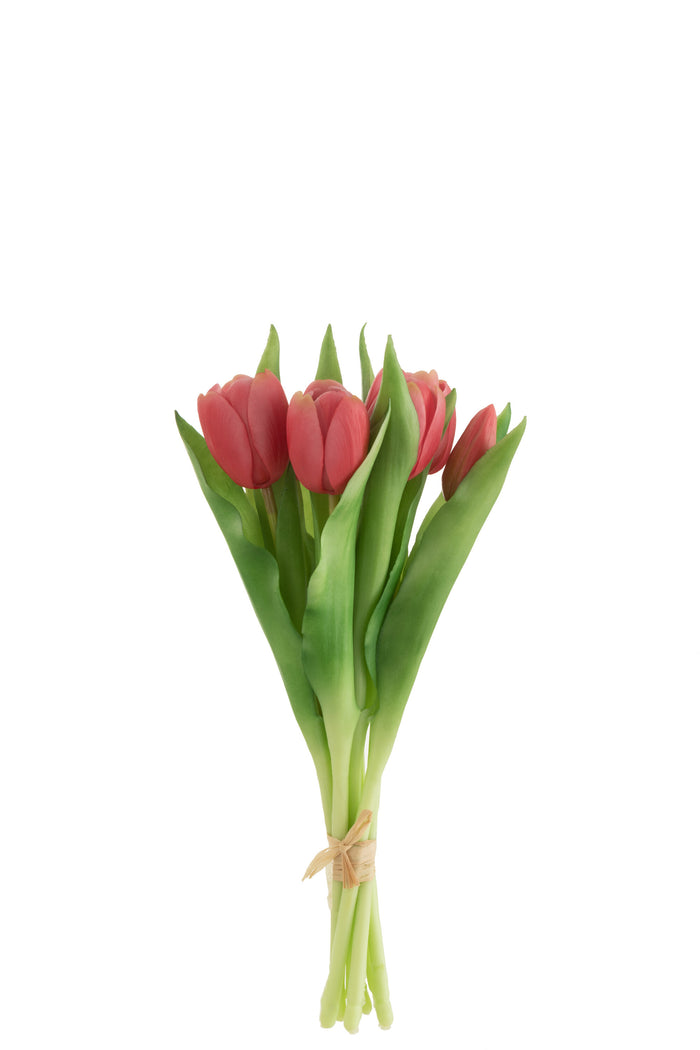 J-Line boeket Tulpen 7Stuks - kunststof - roze - small